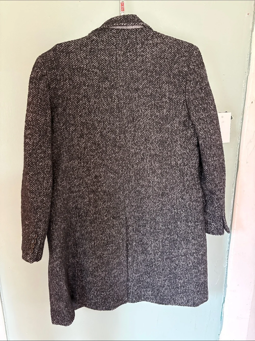 Men's J Crew Mercantile Charcoal Herringbone Wool Blend Overcoat